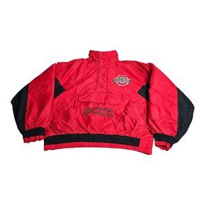 Vintage Chalk Line Ohio State Buckeyes Puffer Jacket XL Pullover 1/4 Snap - READ